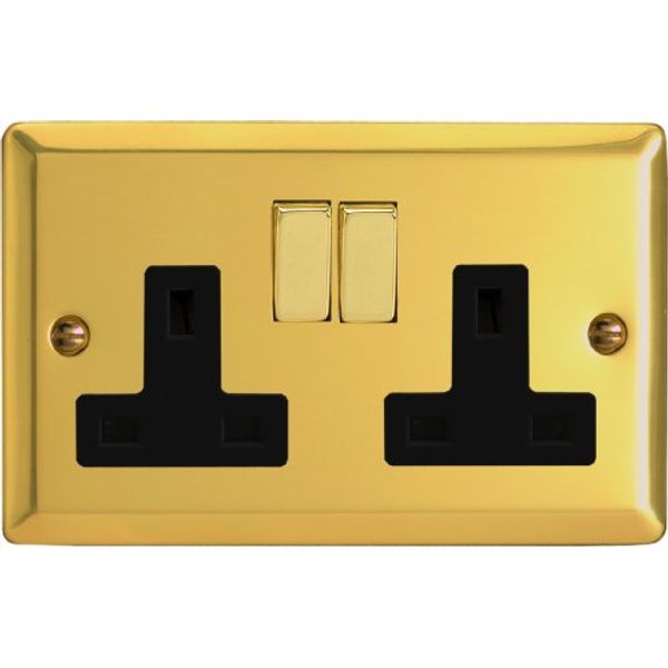 Varilight - 2 Gang 13 Amp Double Switched Socket Victorian Brass - XV5DB