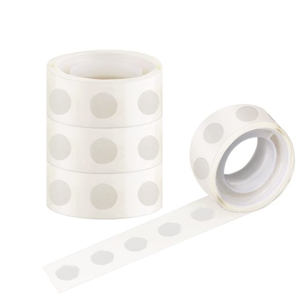 Surard Glue Points Dots Double Sided, 400 Pcs 12mm/0.47" 4 Rolls Poster Putty Adhesive Clear Balloons Tape Removable Non Trace Stickers for Wedding Decoration, Art Craft, Party Supplies 100 Pcs/Roll