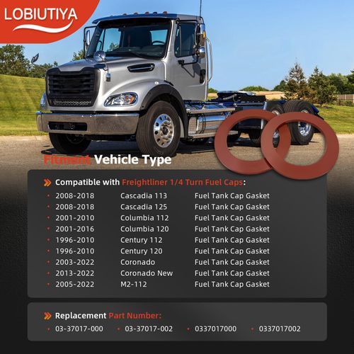 LOBIUTIYA 4 Pack Viton Gaskets for Freightliner 1/4 Turn Fuel Caps 03-37017-000 03-37017-002 0337017000 0337017002 3 1/2" Diameter 2-Pack Fuel Tank Cap Gasket O-Rings