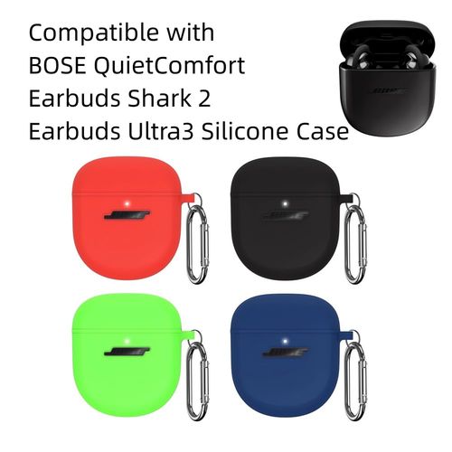 SNHTLS Silicone Case Compatible with Bose Quietcomfort Earbuds Shark 2 Earphones Ultra 3 Protective Bose Quietcomfort Earbuds 2 Case Accessories with Keychain（Black）
