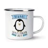 Beware Crazy Penguin Boy Retro Enamel Mug Cup