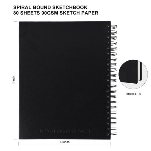 8.5x11inches Hardbound Sketch Book, Spiral Bound Sketch Pad, 80-Sheets 90gsm Inner Paper, Acid Free Drawing Art Paper, Prefect Works with Kids and Adults
