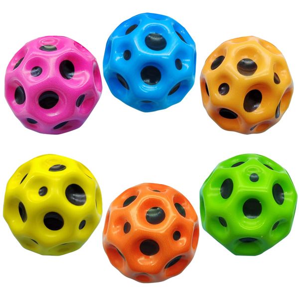 JIANLEKE Spaceballs Super Bouncy Balls, Rubber Bouncing Ball, Perfect for Children and Adults to Play Indoors and Outdoors as a Sensory Ball and Stress Relieving Toy // 1 Set of 6 Space Ball