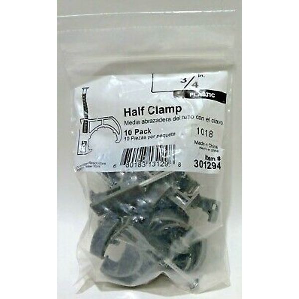 10-Pk Cambridge Resources 3/4-in Plastic Half Pipe Clamp 301294