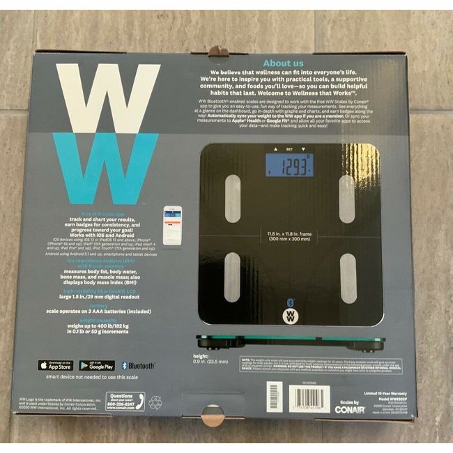 Weight Watchers by Conair Bluetooth Body Analysis Bathroom