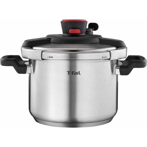 T-fal Clipso Stainless Steel Pressure Cooker 6.3 Quart Induction Cookware, Pots and Pans, Dishwasher Safe Silver