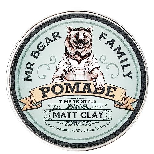 Matte Hair Pomade for Men – Medium Hold Water Based Mens Hair Styling Pomade Contains Volumising Kaolin Clay + Bentonite Clay – Non Greasy Texturising Matt Pomade for Effective Frizz Control 100ml