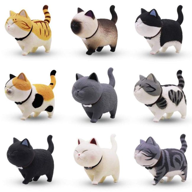 HIRAISM Animal Figures Cat Cute Minifigure Collection Set of 9