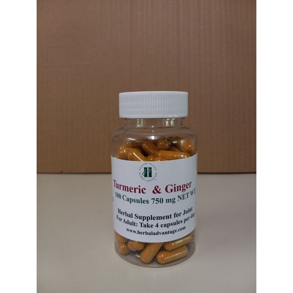 TURMERIC & GINGER ORGANIC 100 Capsules 750 MG each Capsule