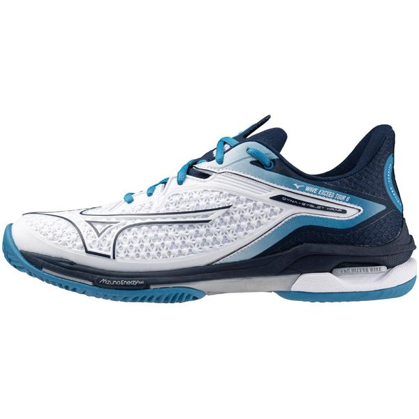 Mizuno Wave Exceed Tour 6 OC Tennis Shoes, White x Navy x Turquoise