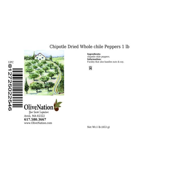 OliveNation Whole Chipotles, Smoked Dried Ripe Jalapeno Peppers, Authentic Mexican Flavor for Dishes, Salsa, Sauces, Non-GMO, Gluten Free, Kosher, Vegan - 1 pound