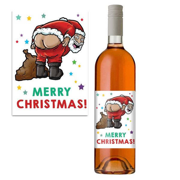 Wine Bottle Label Santa Mooney Design Christmas Secret Santa Gift for Men & Women Pack 1