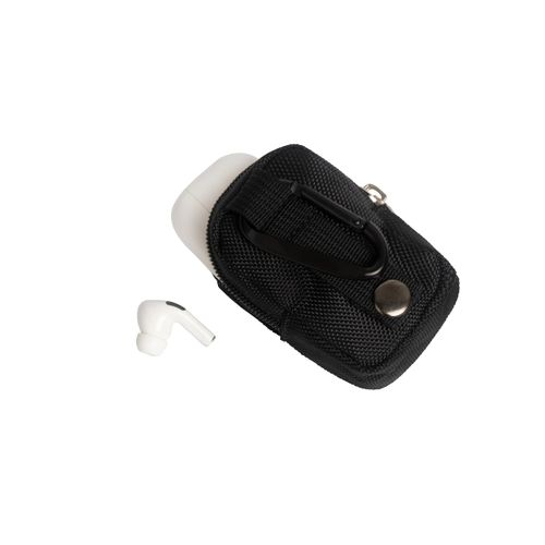 TUBGIIKS Pack of 2 Mini Pouch with Carabiner, Mini Zipper Bag for Wireless Ear Buds Key Coin Phone Charger Cables USB Drives Accessories Organizer, Small Pouch Compatible with AirPods, Black