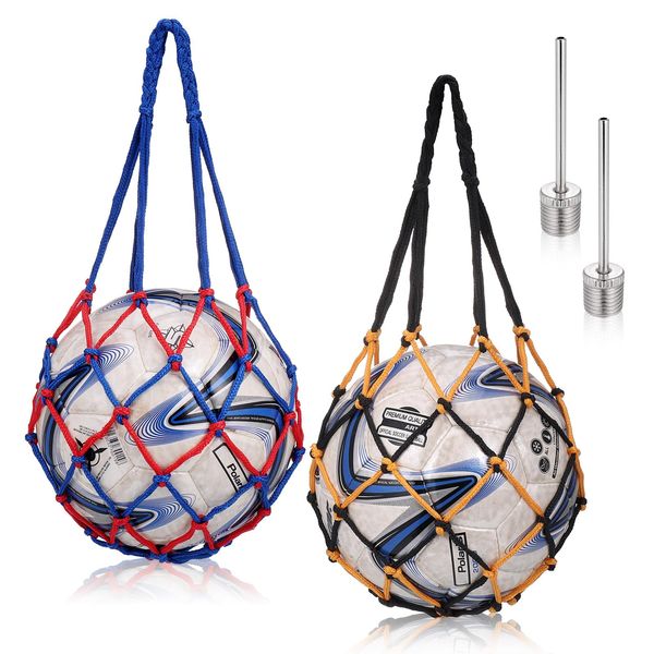 2 Stück Ballnetz Net Tasche Tragbare Ballnetz Sports Ball Ballnetz für Fußball, Basketball Netz Tasche, Balltaschen & Netze für Kordelzüge, Robustes Ballnetz mit 2-Kugelnadeln