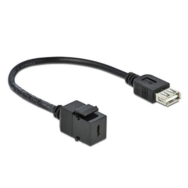 DELOCK ADAP Keystone USB-C 2.0 to USB 2.0 A Hole with Cable, Unico