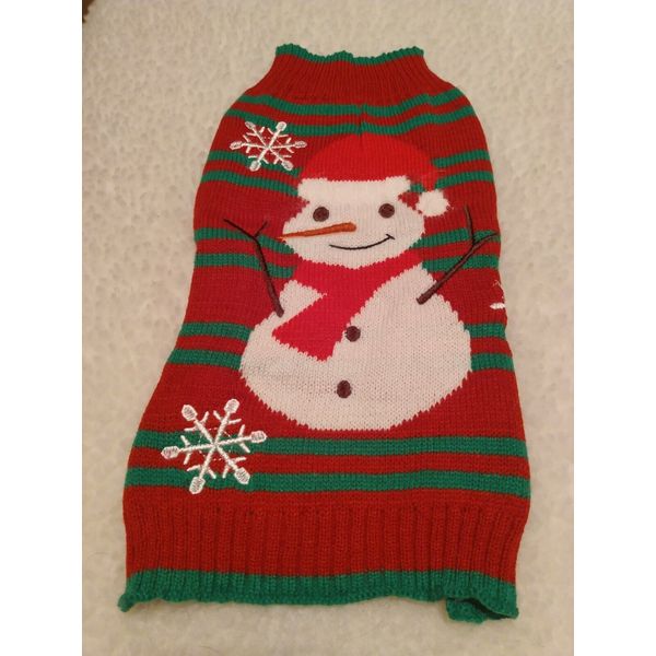 Small Snowman Pet Dog Cat Christmas Knit Sweater Winter Costume Clothes