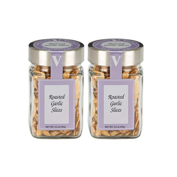 Roasted Garlic Slices- 3.3 oz. Jar (Pack of 2) A pantry staple! The simplest way to enhance flavor without the hassle of peeling and chopping fresh garlic.