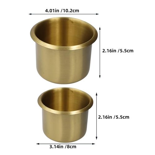 Solustre Car Cup Holder Insert 2Pcs Brass Boat Cup Holders for Rv Couch & Vehicle Secure Recessed Design for Convenient Storage