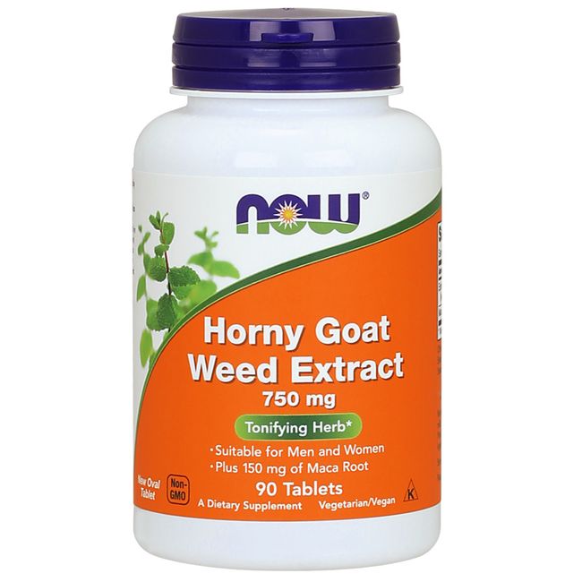 Now Foods Horny Goat Weed Extract 750mg 90 Tablets with Maca Root Free Shipping!