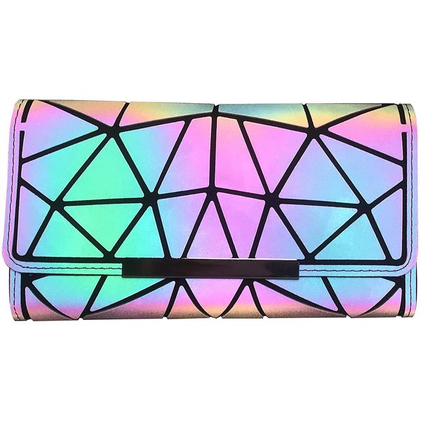 Ulalaza Geometrische leuchtende Einkaufstasche Holographische Geldbörsen und Handtaschen Flash Reflective Crossbody Bag für Frauen