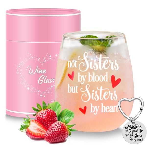 Yalucky Friendship Gifts for Women Personalised Stemless Wine Glass Best Friend Bestie Sister Christmas Birthday Gifts for Her Sister in Law Women Gin Glass Special Friend Gift Idea