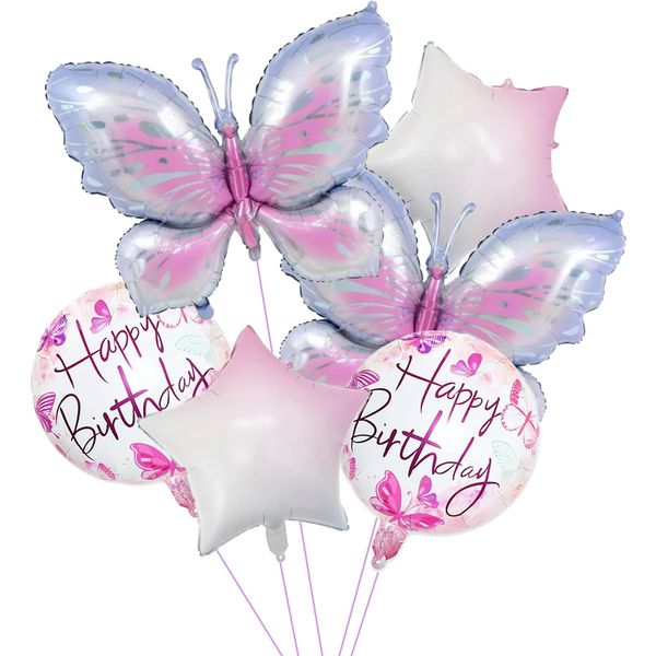 DIADARL Butterfly Birthday Party Decorations Butterfly Foil Balloons for Children's Party Birthday Decorations Foil Balloons Girl Birthday Party Butterfly Party Spring Theme Decoration