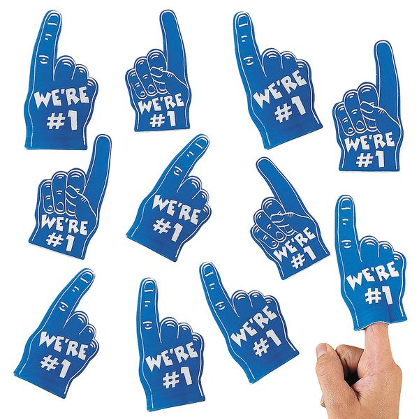 Fun Express Team Spirit #1 Blue Mini Foam Fingers Bulk 300 Pc