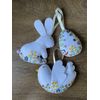 Handmade felt Easter decorations hanging ornaments bunny, chicken, egg (white flower set)