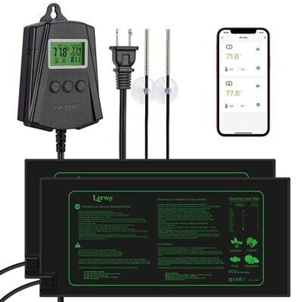 INKBIRD WiFi Thermostat Temperature Control Seedling Heat Mat*2 Plant Germiation