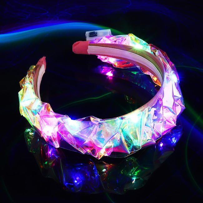 Vakkery Light Up Headbands Led Flashing Hair Band Glow Laser Headdress Luminous Party Festival Hair Accessories for Women and Girls (Braided)