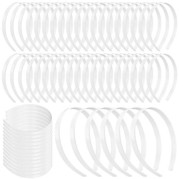 Framendino, 100 Pack white plastic headbands No Teeth Plain Headband DIY Hair Bands for women girls DIY Hair Accessories