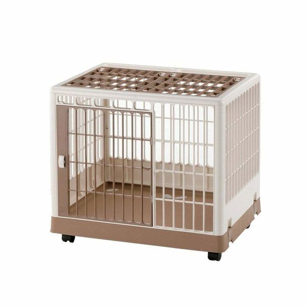 Pet Training Dog Kennel Crate with Casters For Easy Mobility Brown Small