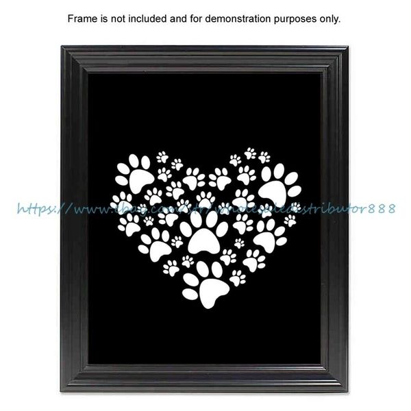 Paws heart pet animal cat dog art 8x10" print man cave interior wall art