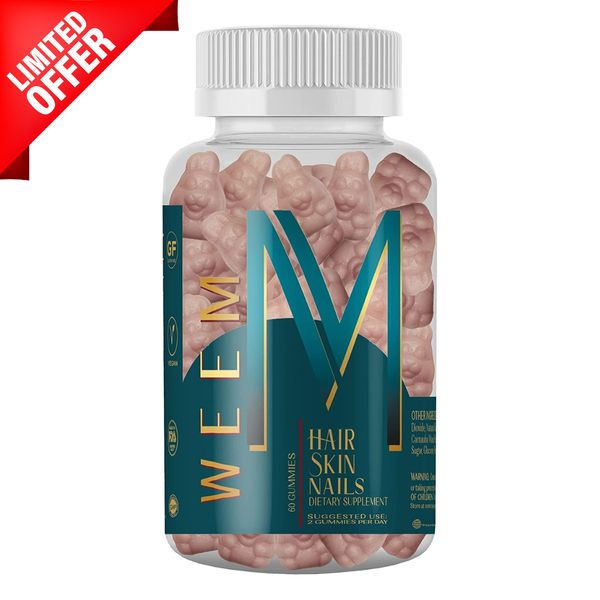 WEEM Hair Skin and Nails Gummies Supports Fast Healthy Hair Vegan Biotin Vitamin