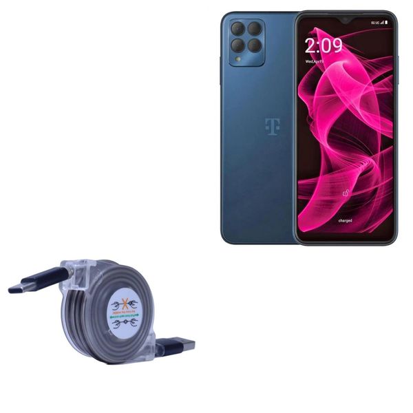BoxWave Cable Compatible with T-Mobile 6X PRO 5G - miniSync - USB-A to USB Type-C, Retractable Cable 5 Pre-Set Lengths Avoid Tangles