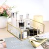 TOLIDA Square Glass Napkin Holder - Metal Glass Napkin Holder with Mirrored Bottom for Tabletop Dinner, Wedding Party, Multi-Functional Storage Holder