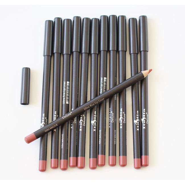 12 pcs 1054 MAUVE Italia Deluxe Ultra Fine LIP Liner Lipliner Pencil