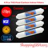 4 Pcs Omnipure T40 1/4" Post Coconut Inline Carbon Filter 10X2" RO Water Filter