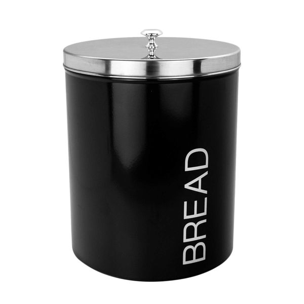 Harbour Housewares Contemporary Bread Bin - Steel Kitchen Storage Caddy with Rubber Seal - Black - 22.5cm