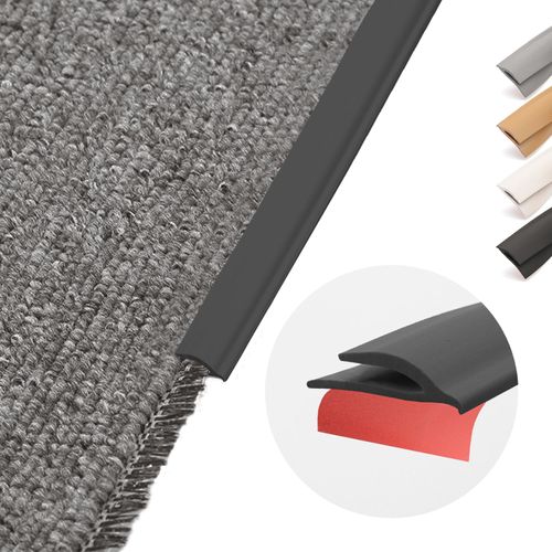Flexible PVC Carpet Edge Trim Strip, Self Adhesive, Cuttable & Floor Transition Strip, Waterproof Edging for Rugs & Mats, High Traffic Safety,for Carpet Thickness Within 5mm