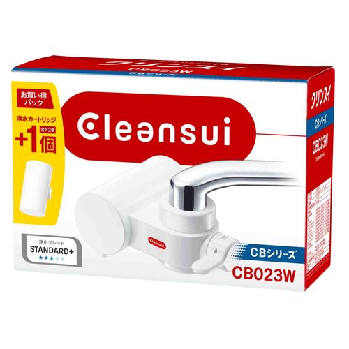 Krinsui CB023W-WT Water Filter, Direct Connection to Faucet CB Series, Compact Model with 2 Cartridges