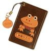 Frog Genuine Leather Pass Case [Safe Frog] Leather Monogatari Pass Card Holder Red