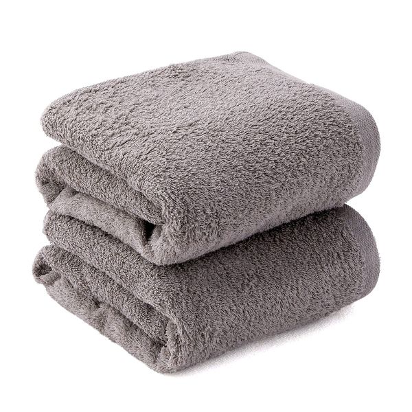 Towel Factory Lab 002 Soft Absorbent Bath Towel Set of 2 [Airy] Gray, Lightweight, Thin, Petit Plastic, Approx. 23.6 x 47.2 inches (60 x 120 cm)