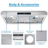 30" Kitchen Under Cabinet Range Hood 600CFM Touch Panel 3-Speed Cook Fan w/LEDs
