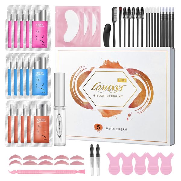 Lomansa Kit Laminazione Ciglia, Laminazione Ciglia Kit Completo, Lash Lift Kit, 10 Applicazione Ciglia e Laminazione Sopracciglia, Durano Fino a 6 Settimane