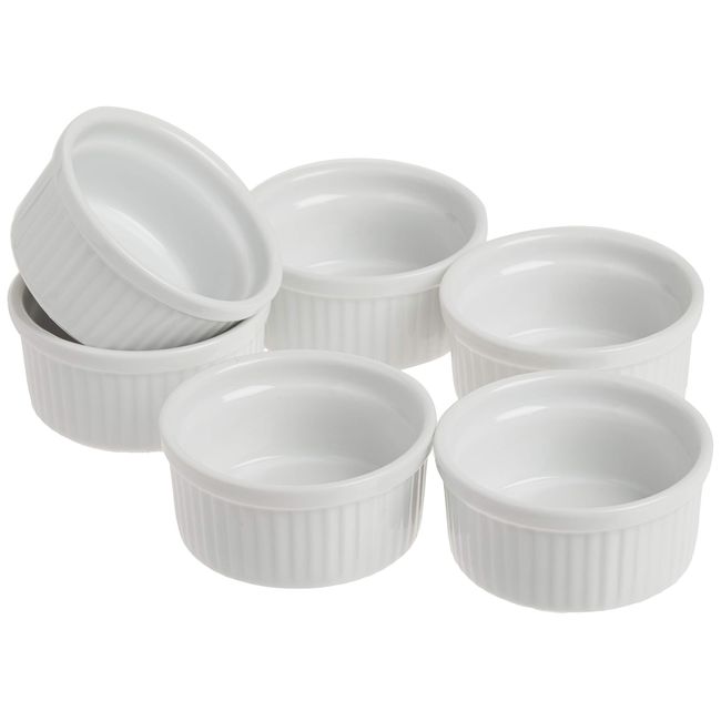 Norpro 3oz/90ml Porcelain Ramekins, Set of 6, One Size, White