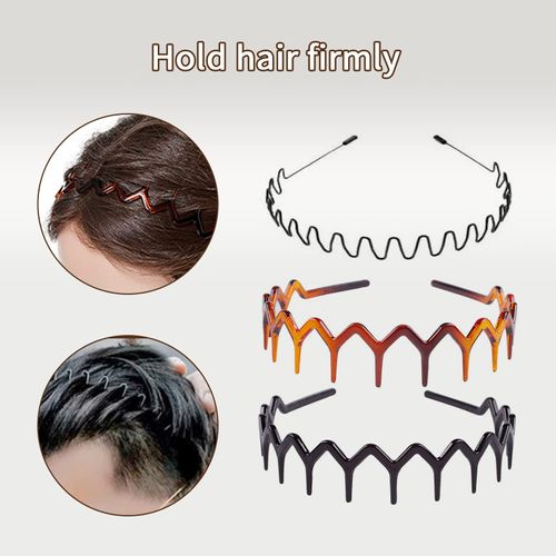 3Pack Zig Zag Headbands Hair Band Men Headband Metal Hair Bands Fashion Headbands With Teeth - Wavy Hair Bands for Women's Girls Men Hair Accessory Sports Hairband Unisex Head Band Hair Hoop with
