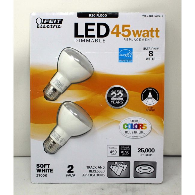 Feit Electric LED Dimmable Replacement Bulbs Soft White 2 Count