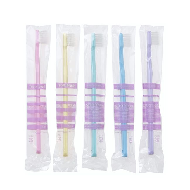 Strix Design KN-082 Toothbrushes, Tapered Bristle, Regular, For Dentistry, Pack of 20, 5 Colors, Commercial Use, Made in Japan, Individually Packaged, Oral Care