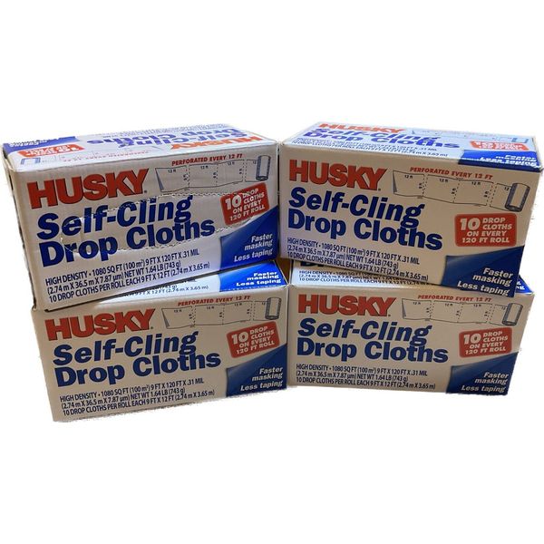 Husky 9' x 12' 0.31mil High Density Drop Cloth, 4 Pack